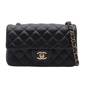 Chanel Mini Matelasse Chain Shoulder - Black Gold Hardware Single